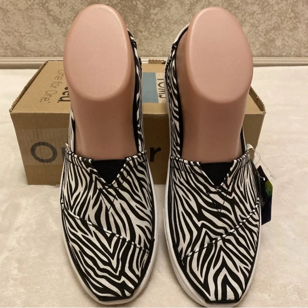 Toms Black and White Zebra Print Sneakers